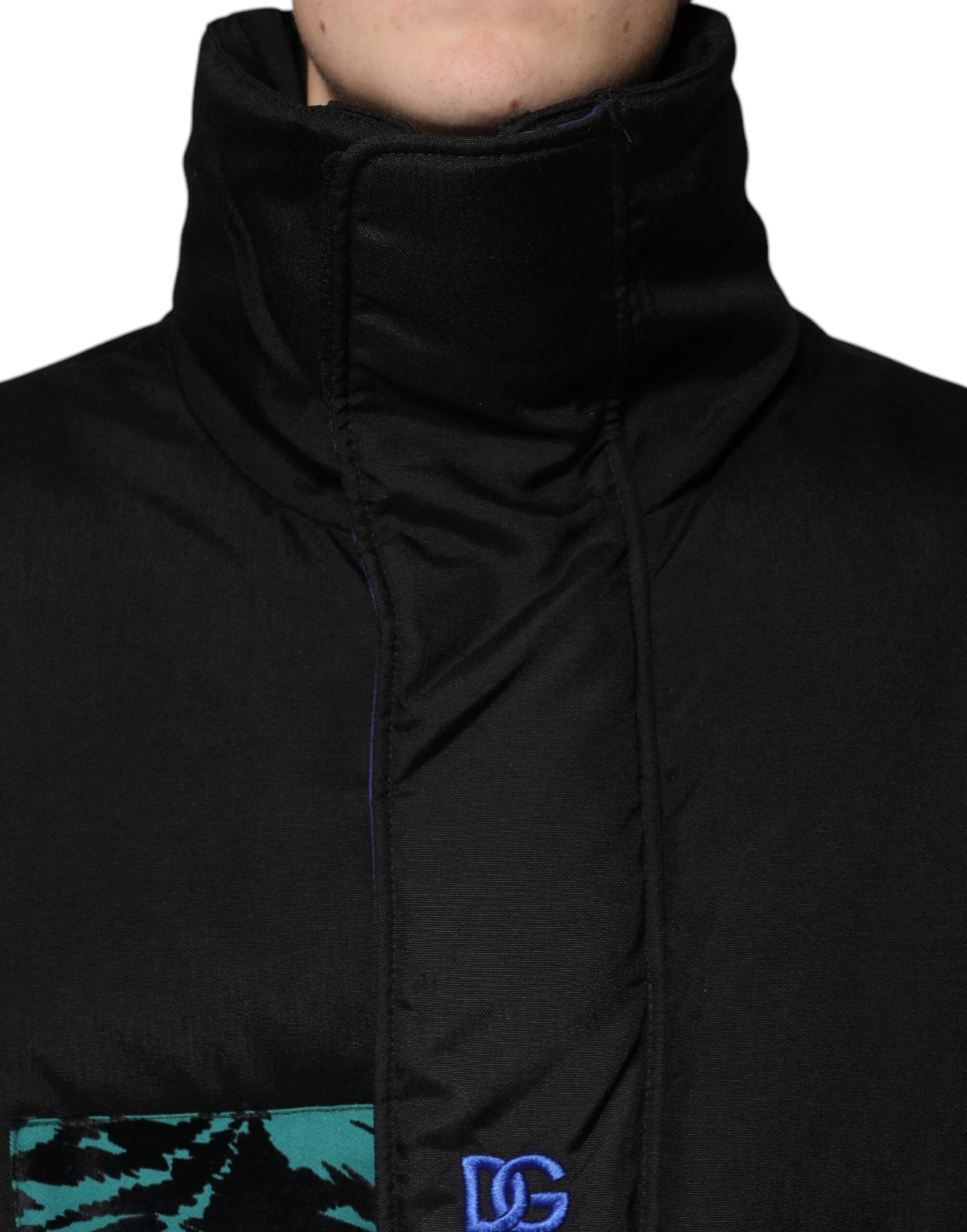 Schwarze Pufferjacke aus Nylon für Herren mit durchgehendem Reißverschluss