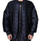 Dark Blue Quilted Full Zip Bomber Jacket