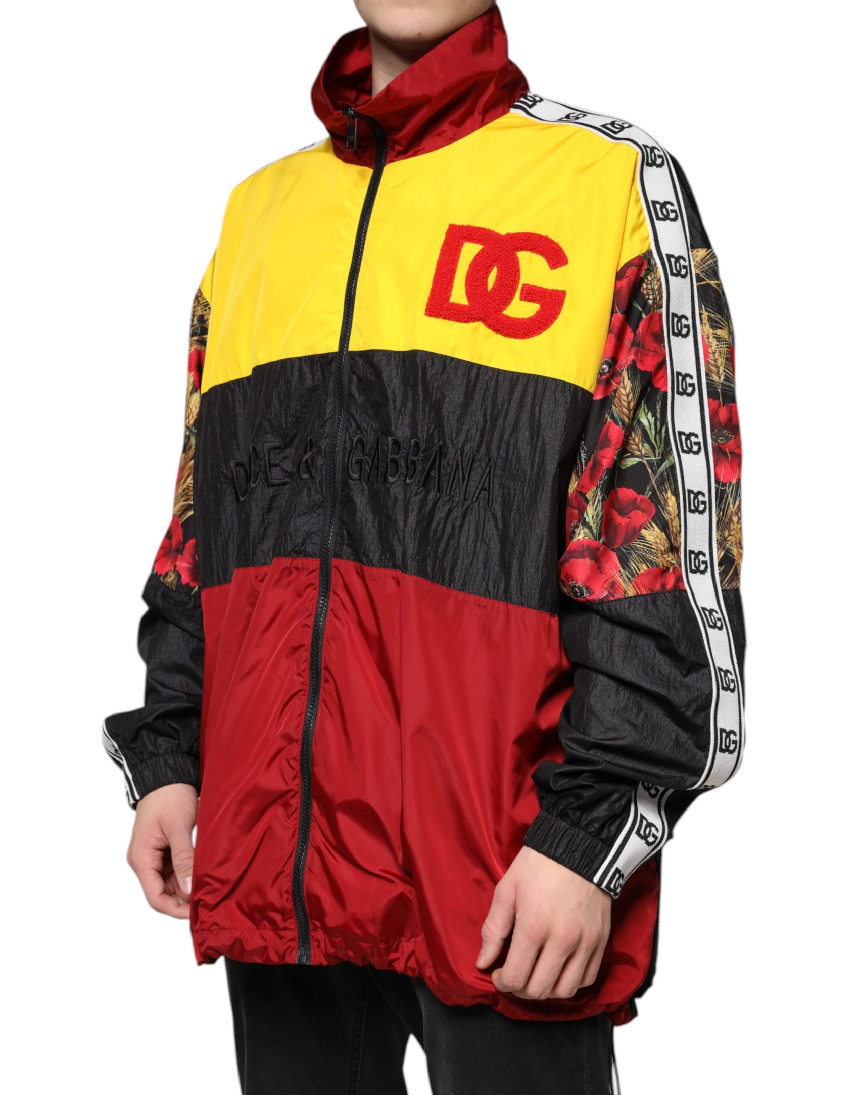 Mehrfarbiger Patchwork-Pullover mit durchgehendem Reißverschluss für Herren