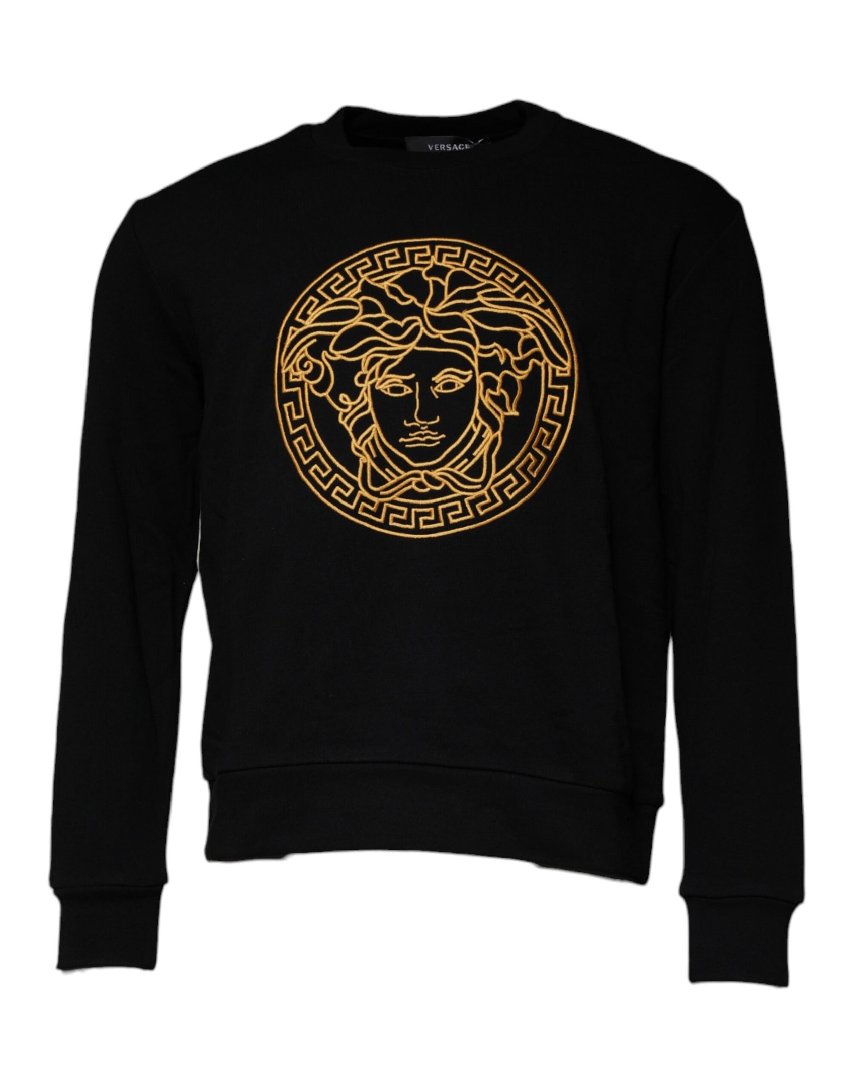 Maglione girocollo con ricamo Medusa nero