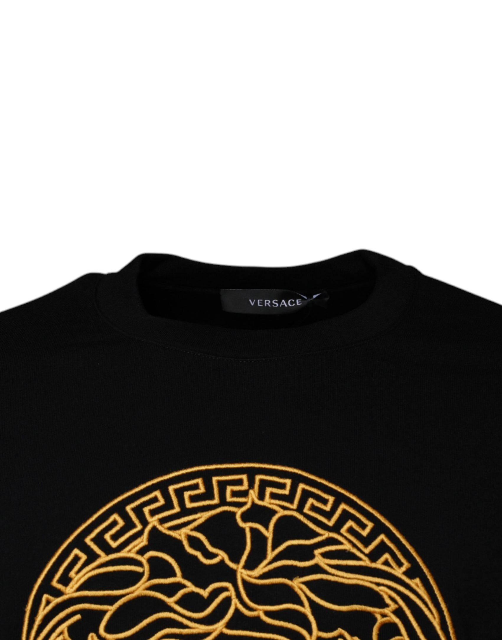 Maglione girocollo con ricamo Medusa nero