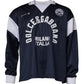 Blauer Jersey-Pullover mit Logo und Kragen