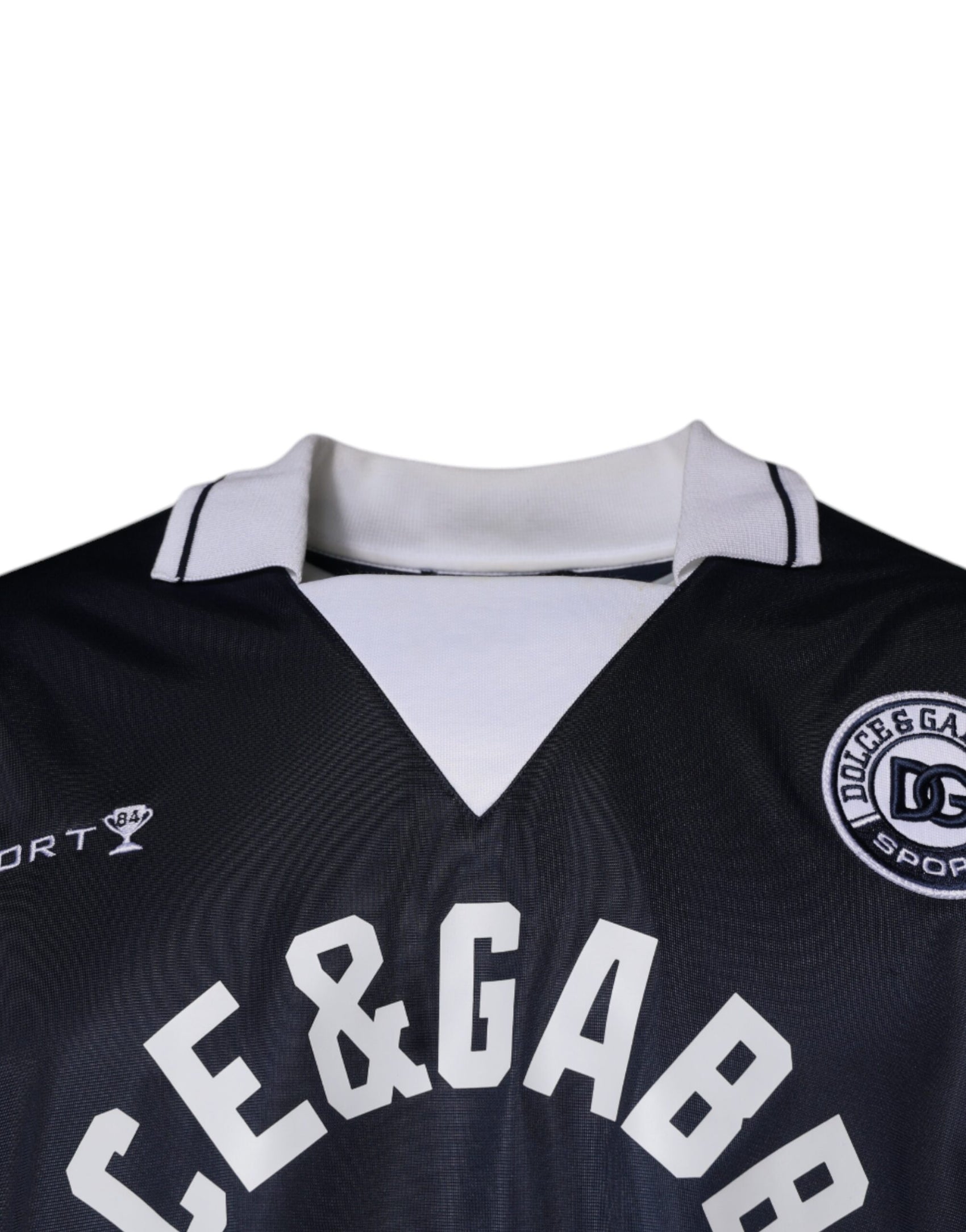 Blauer Jersey-Pullover mit Logo und Kragen