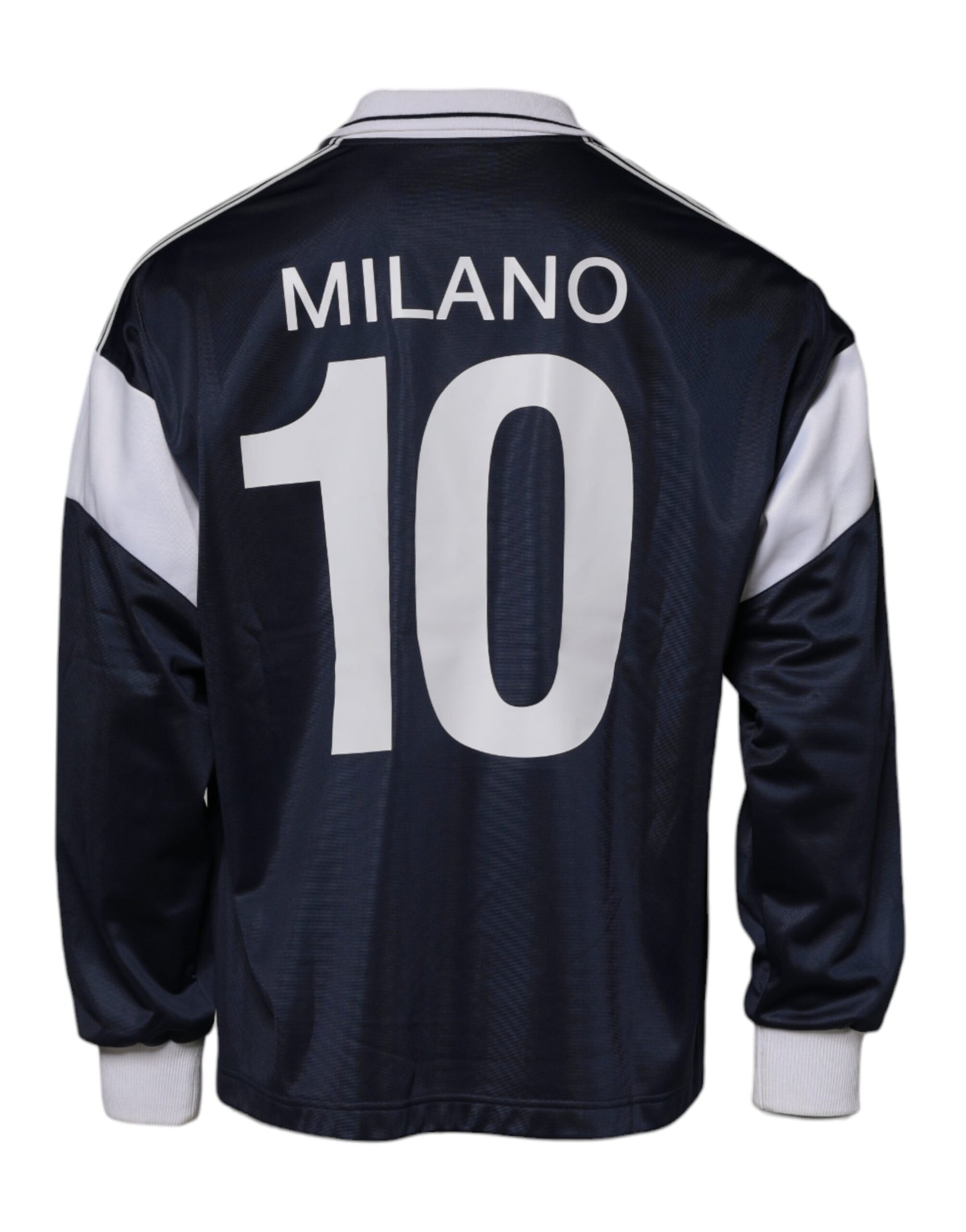 Blauer Jersey-Pullover mit Logo und Kragen