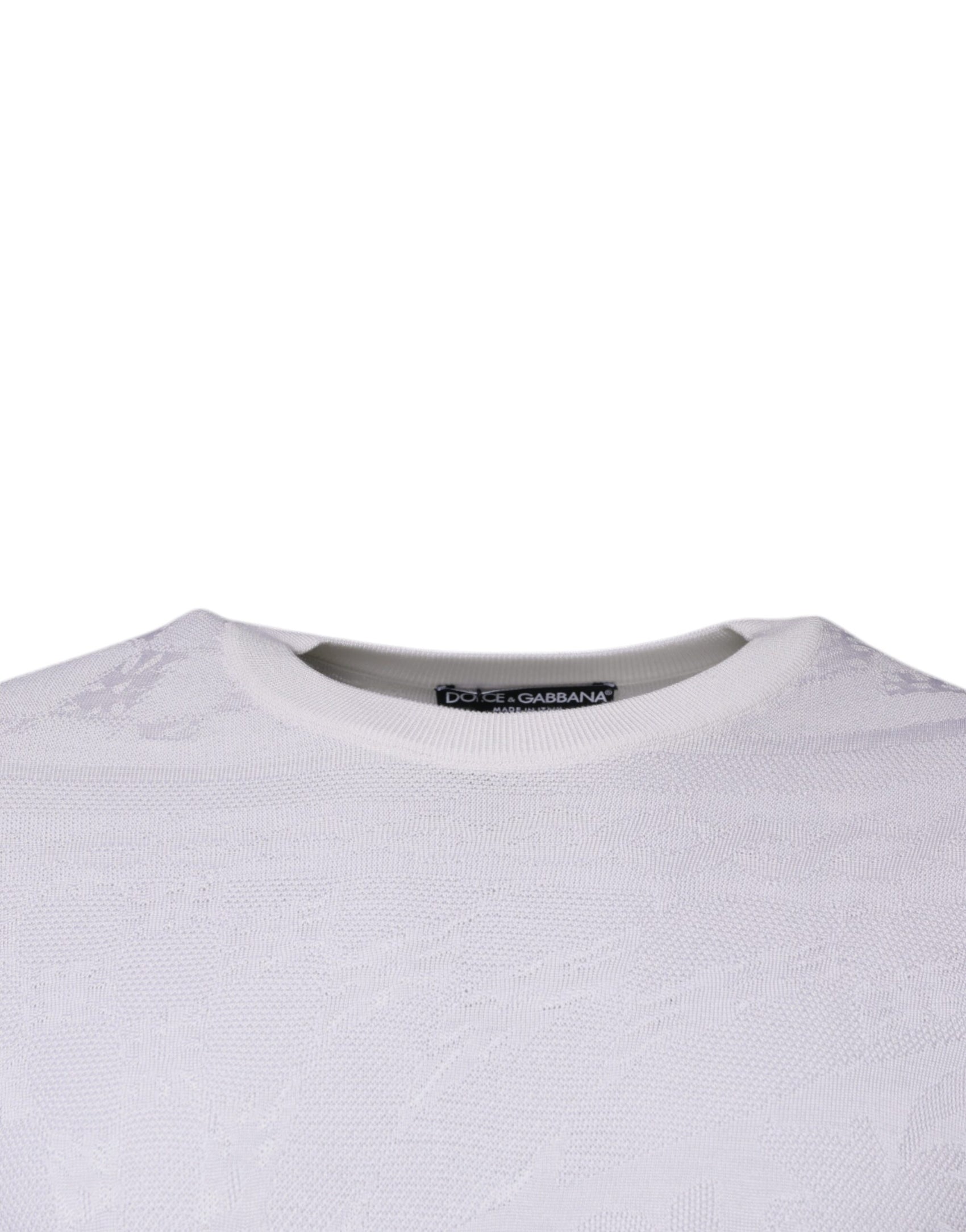 Weißer Herrenpullover aus Seide mit Rundhalsausschnitt