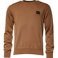 Brauner Pullover mit Rundhalsausschnitt und Logo-Plakette