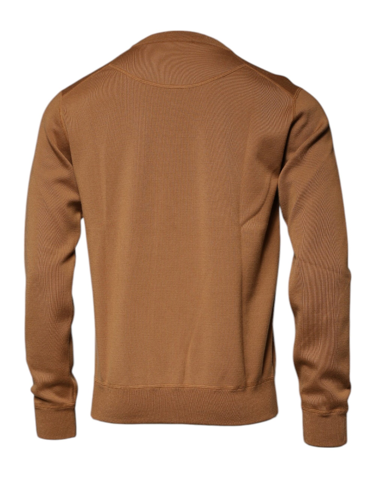 Brauner Pullover mit Rundhalsausschnitt und Logo-Plakette