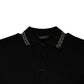 Black Viscose Collared Polo Short Sleeves T-shirt