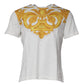 White Medusa Print Cotton Crew Neck T-shirt