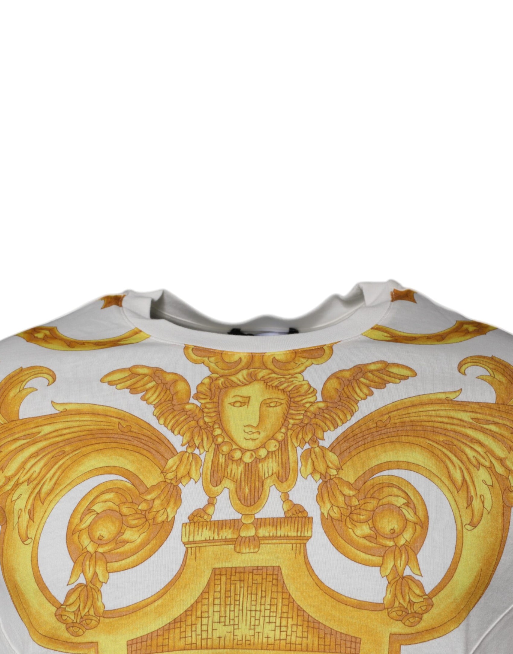 Weißes Baumwoll-T-Shirt mit Rundhalsausschnitt und Medusa-Print