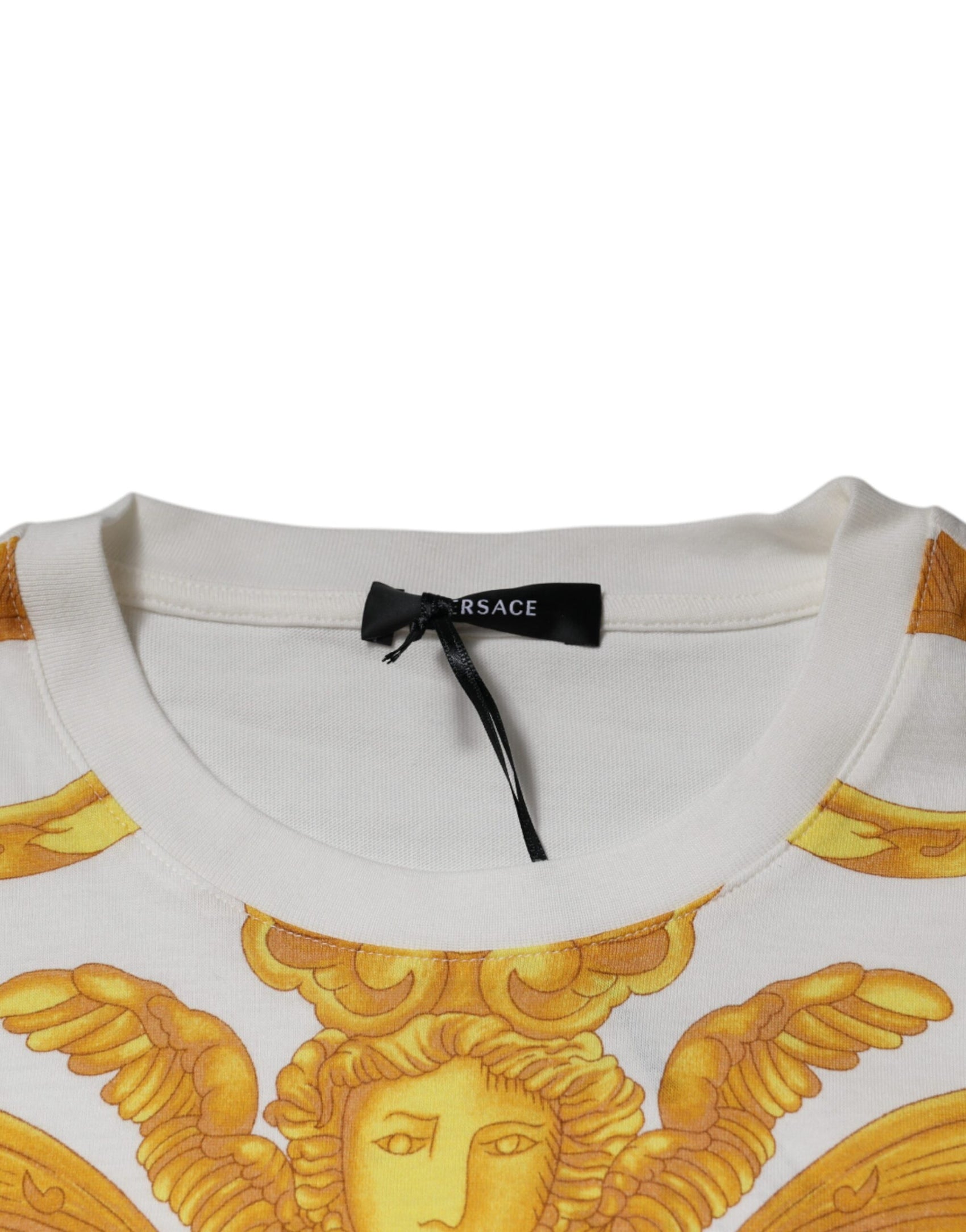 Weißes Baumwoll-T-Shirt mit Rundhalsausschnitt und Medusa-Print