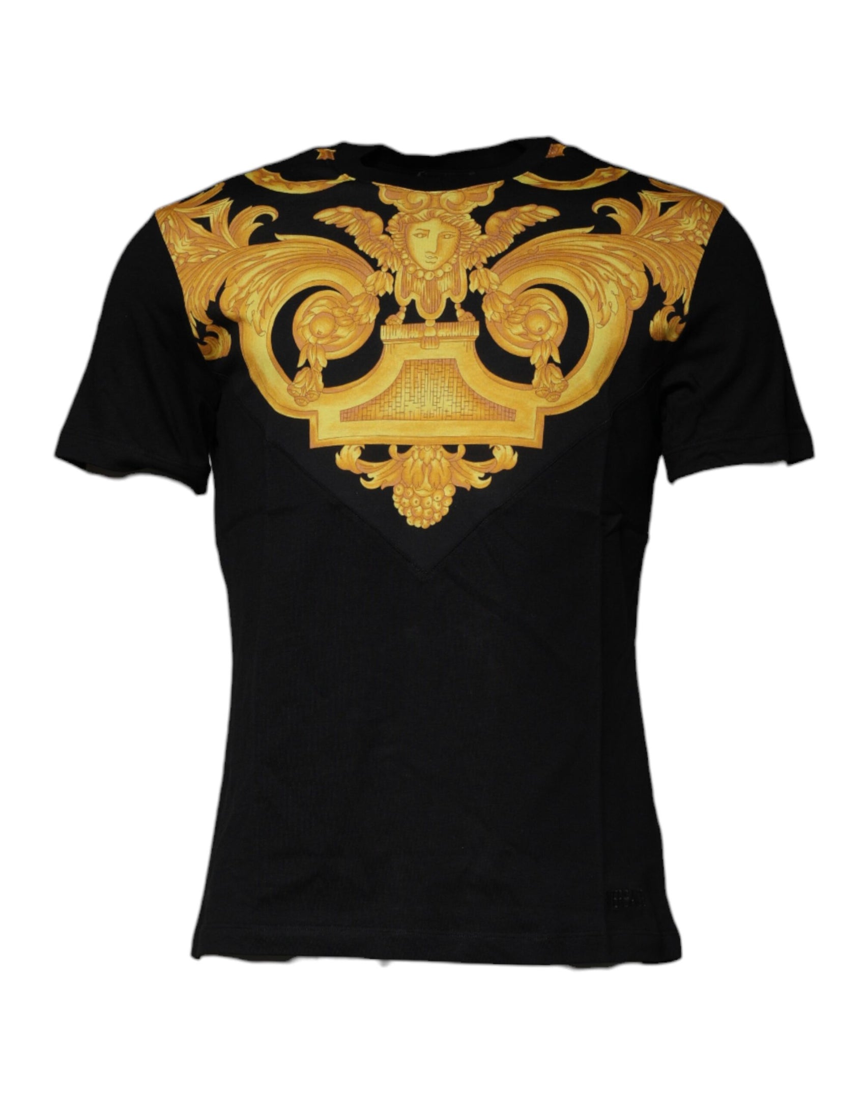 T-shirt girocollo in cotone con stampa Medusa nera