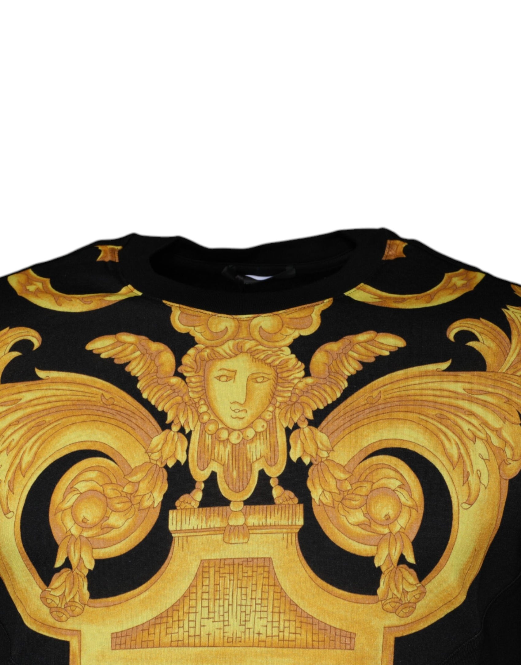 T-shirt girocollo in cotone con stampa Medusa nera