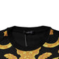 Black Medusa Print Cotton Crew Neck T-shirt