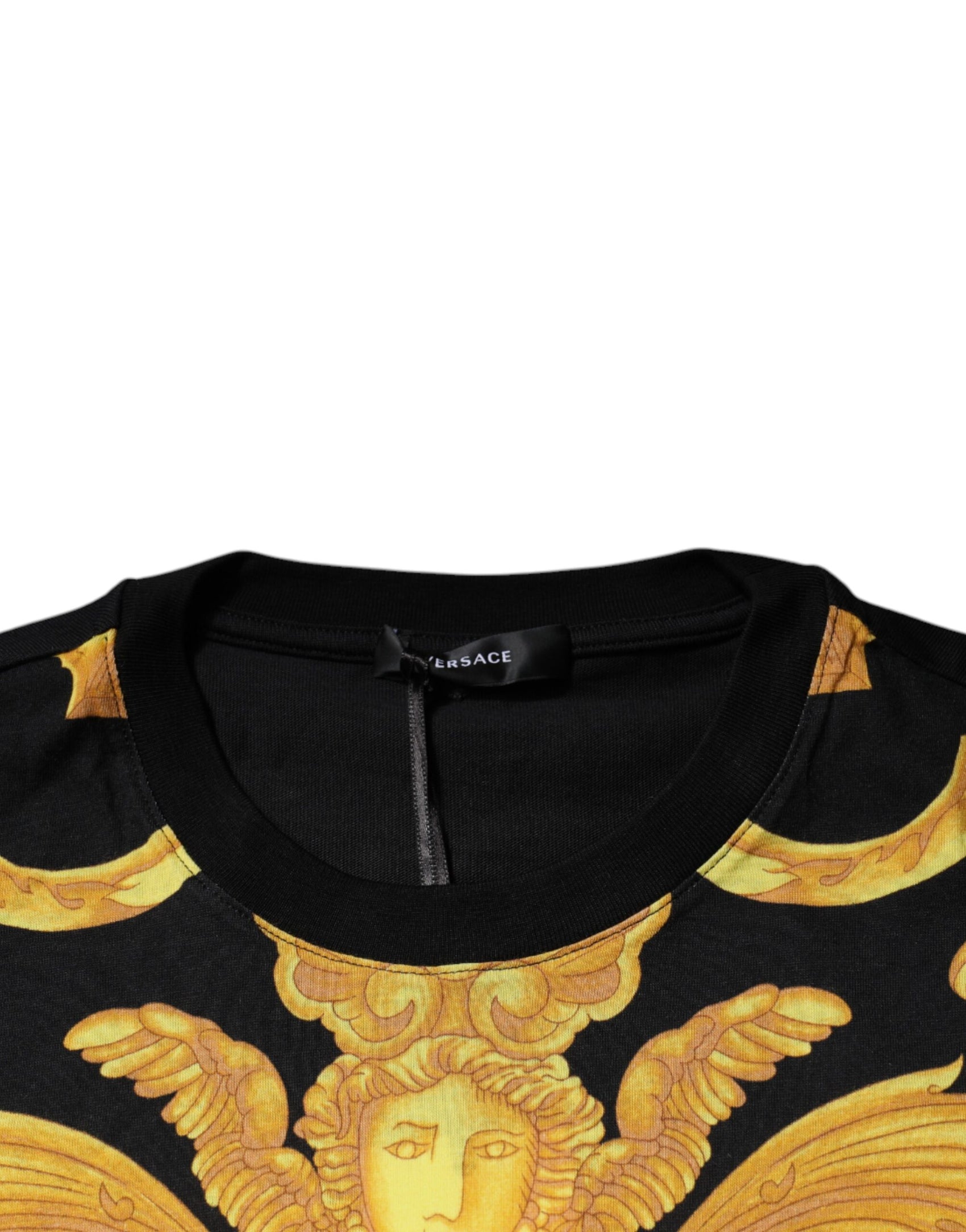 T-shirt girocollo in cotone con stampa Medusa nera