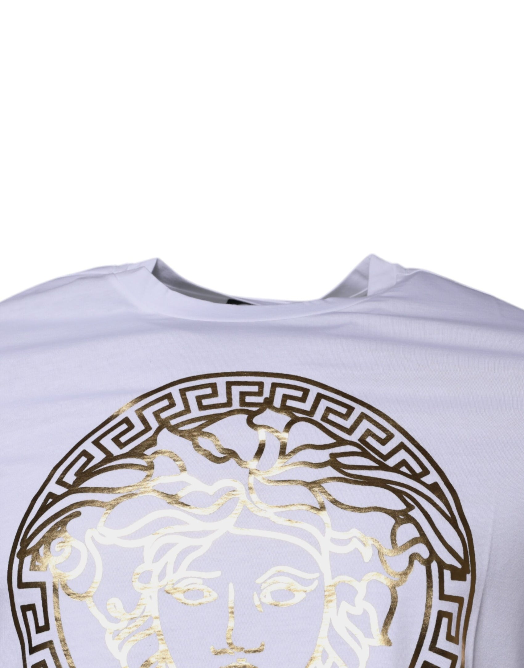 Weißes Baumwoll-T-Shirt mit Rundhalsausschnitt und Medusa-Print