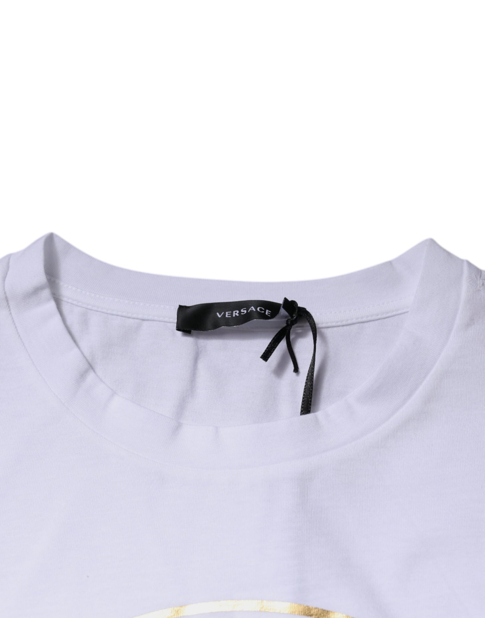 Weißes Baumwoll-T-Shirt mit Rundhalsausschnitt und Medusa-Print
