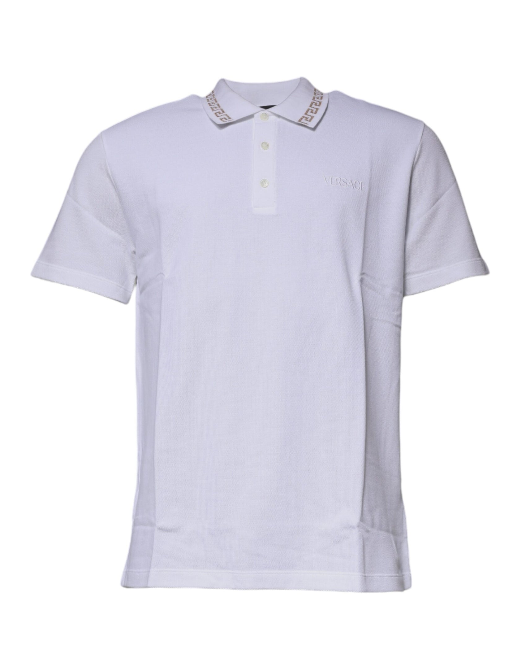 Weißes Polo-T-Shirt mit Kragen aus Viskose für Herren mit kurzen Ärmeln