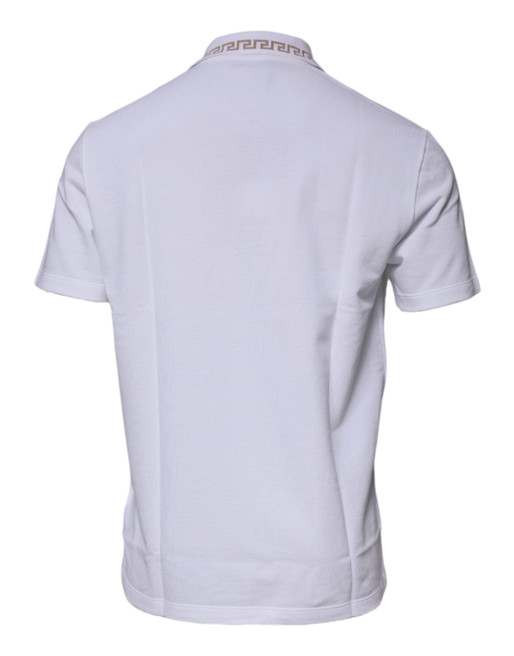 Weißes Polo-T-Shirt mit Kragen aus Viskose für Herren mit kurzen Ärmeln