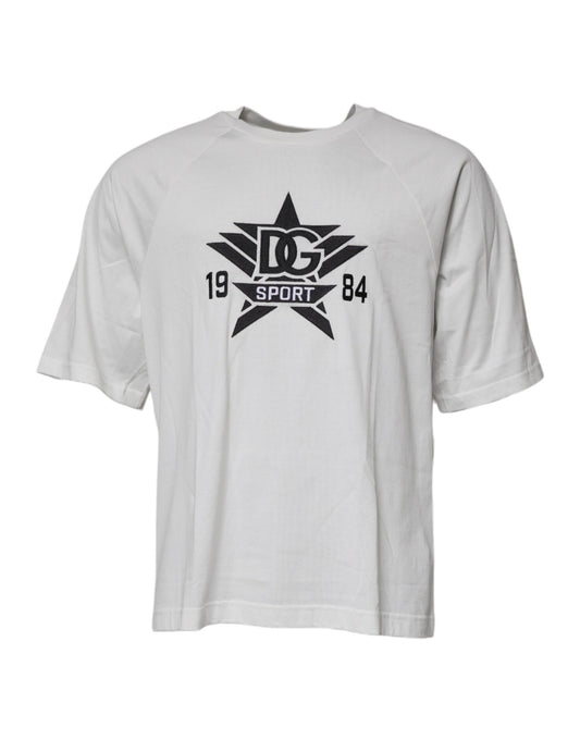 T-shirt girocollo a maniche corte DG Sport bianca
