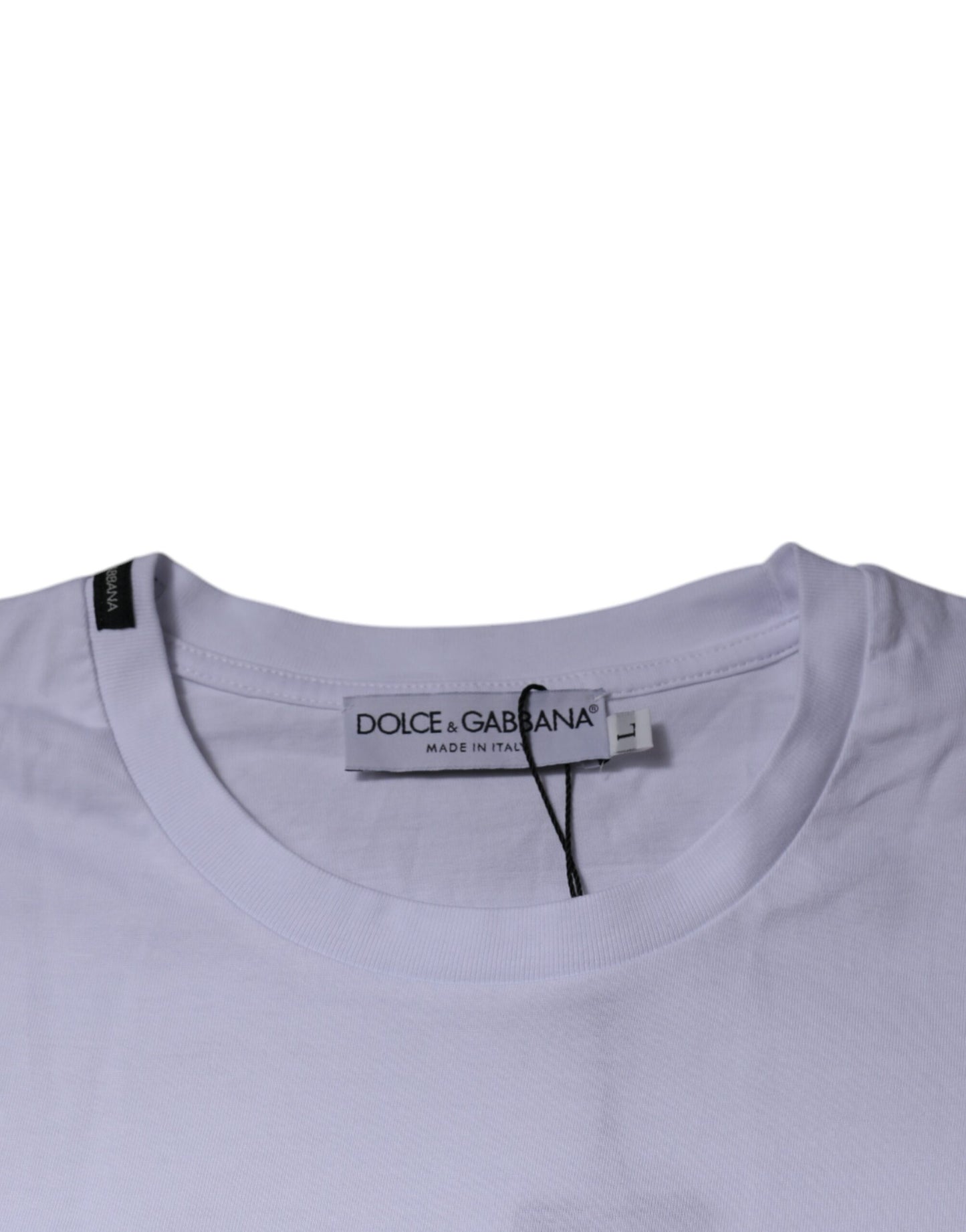 T-shirt girocollo in cotone con stampa leopardata bianca e rossa