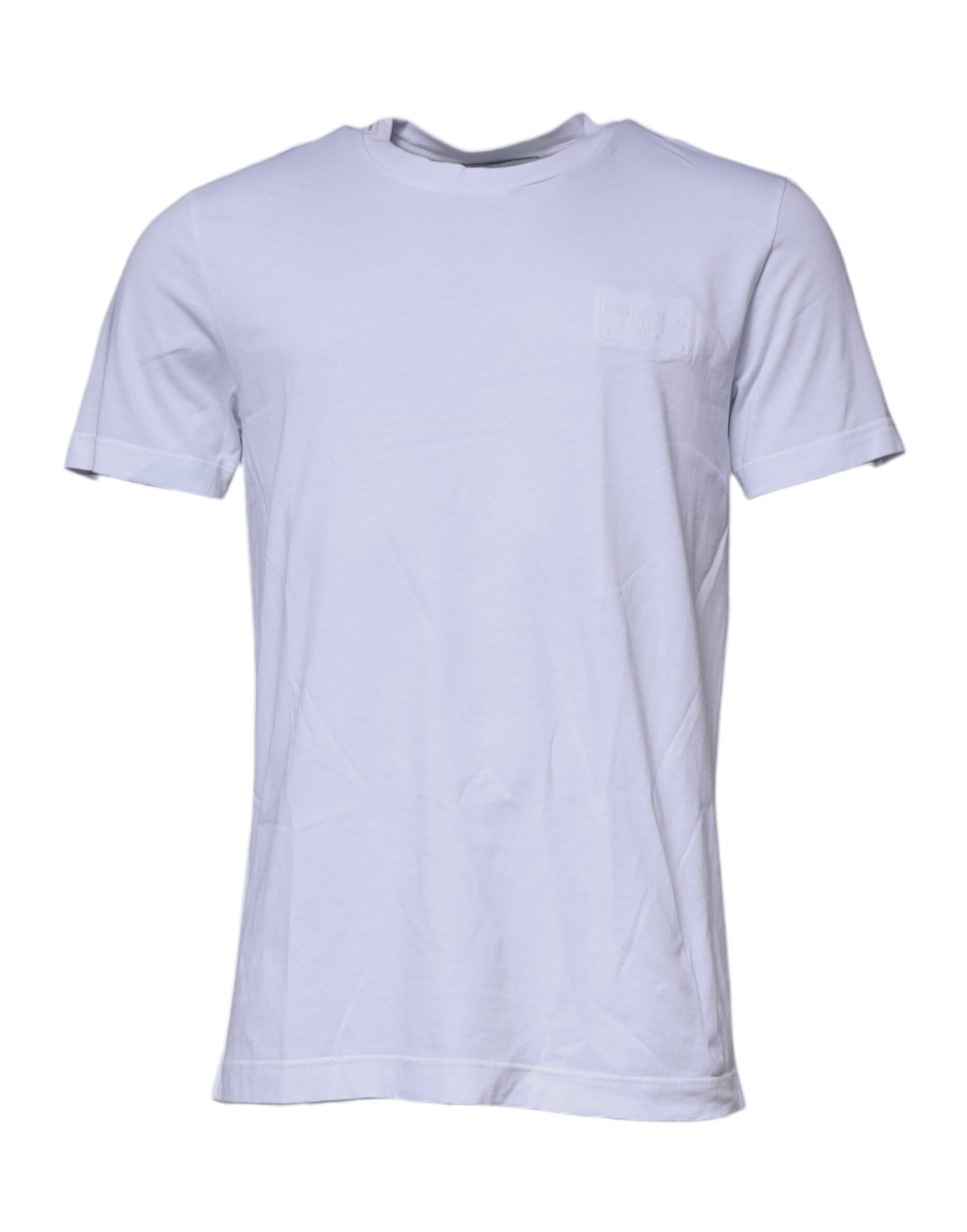 T-shirt girocollo in cotone con toppa con logo bianco