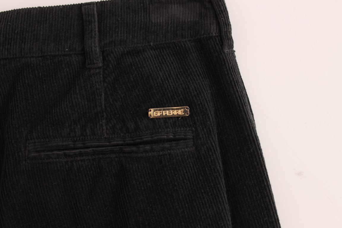 Pantaloni eleganti in velluto a coste di cotone nero