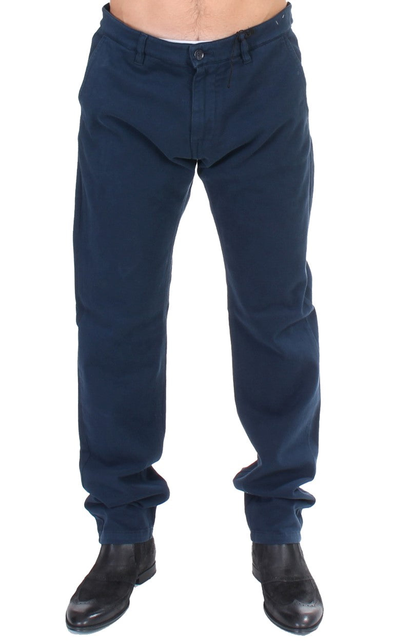 Eleganti pantaloni chino in cotone elasticizzato blu