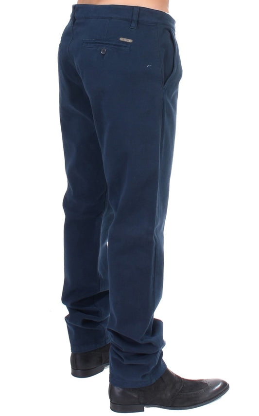 Eleganti pantaloni chino in cotone elasticizzato blu