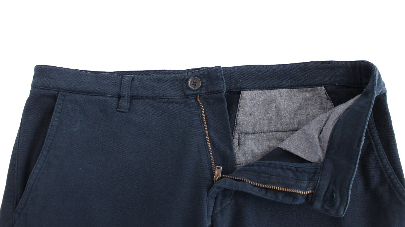 Eleganti pantaloni chino in cotone elasticizzato blu