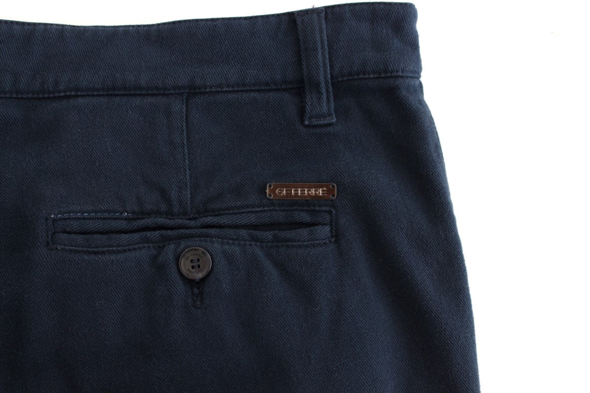 Eleganti pantaloni chino in cotone elasticizzato blu