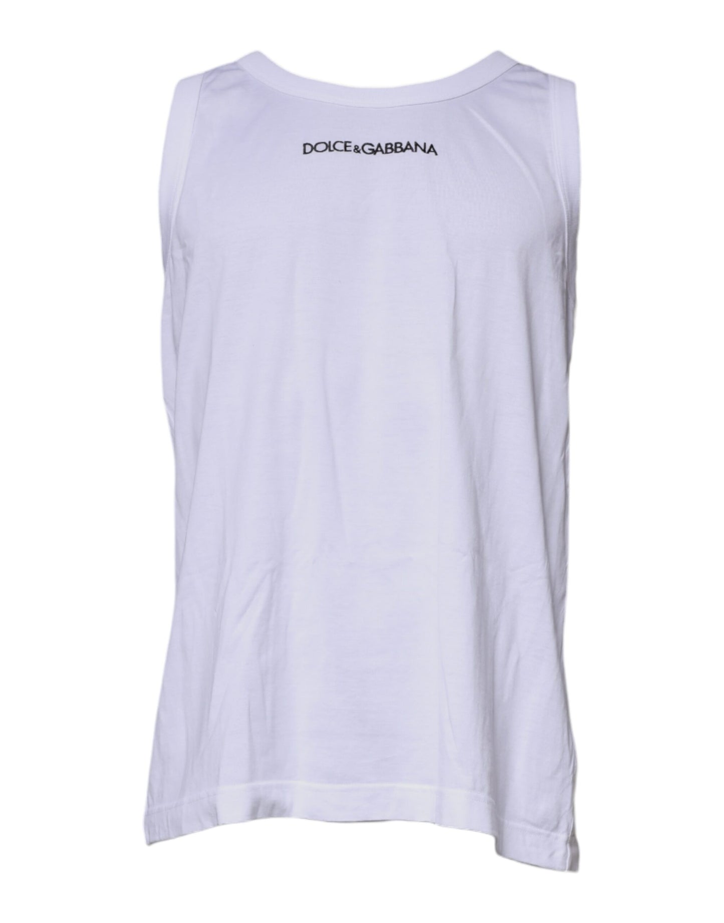 Weißes ärmelloses Tank-T-Shirt aus Baumwolle mit Logo