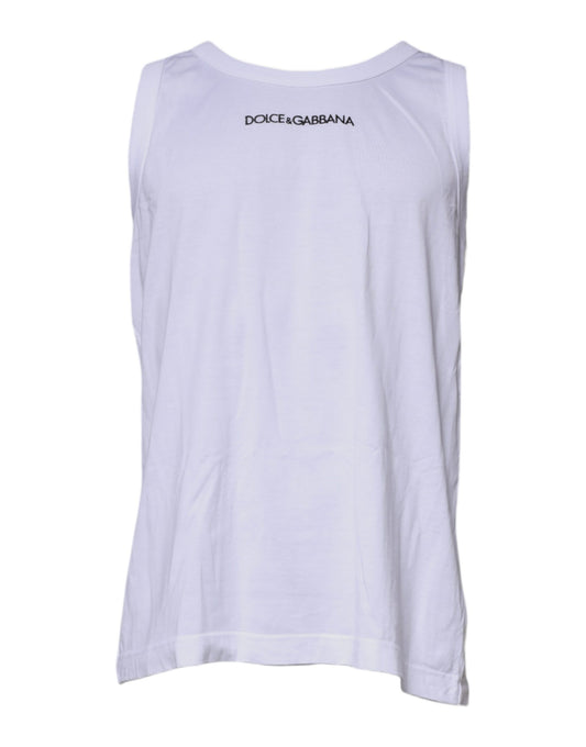 T-shirt senza maniche in cotone con logo bianco