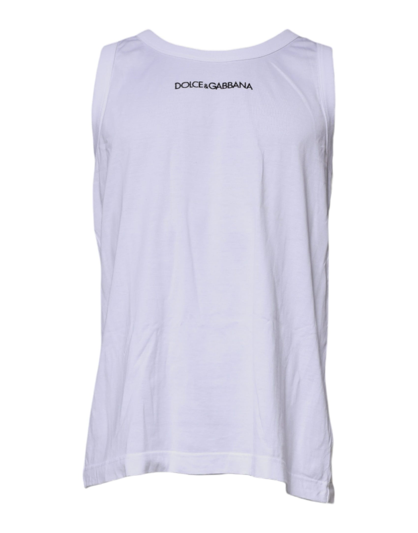 T-shirt senza maniche in cotone con logo bianco
