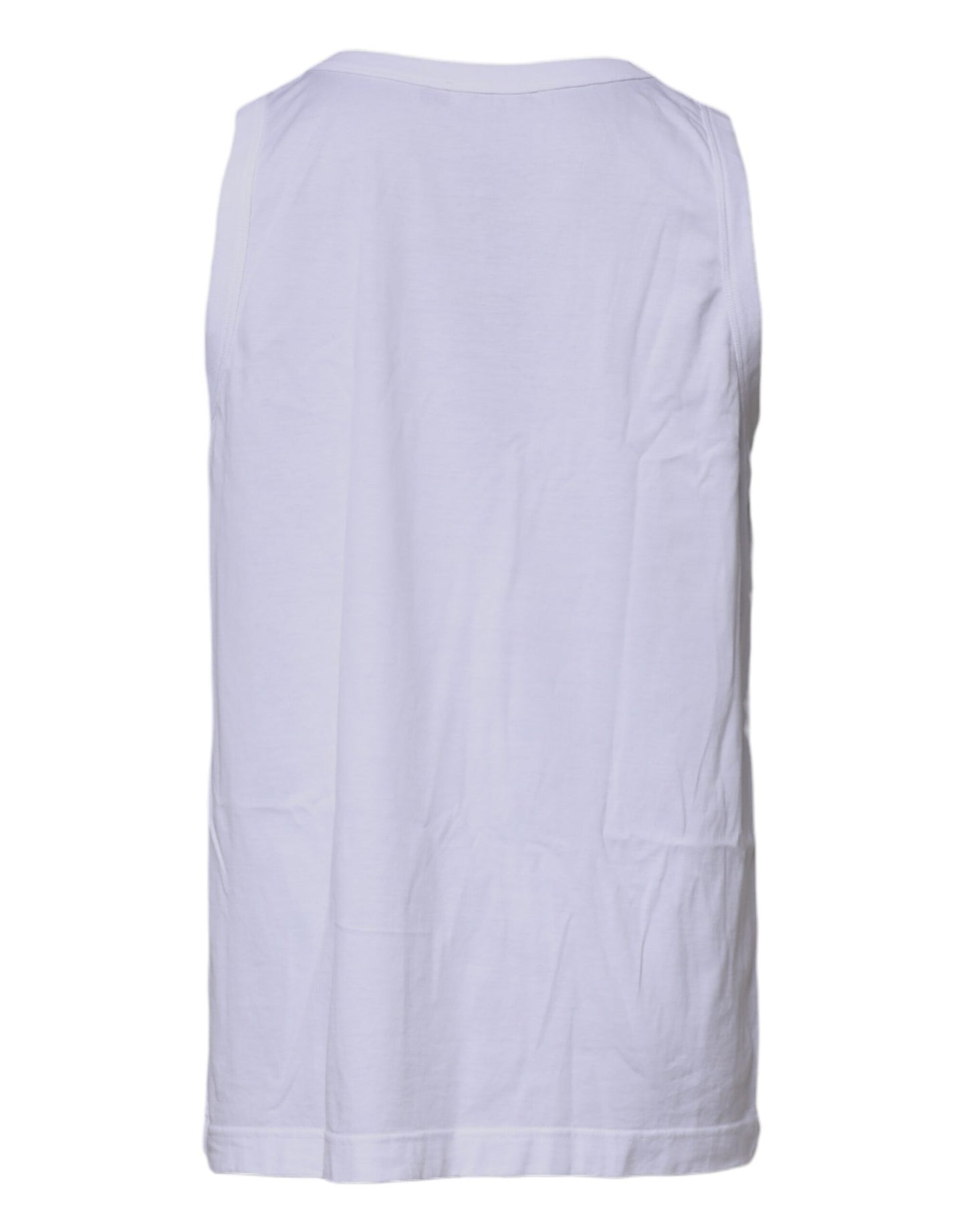 Weißes ärmelloses Tank-T-Shirt aus Baumwolle mit Logo