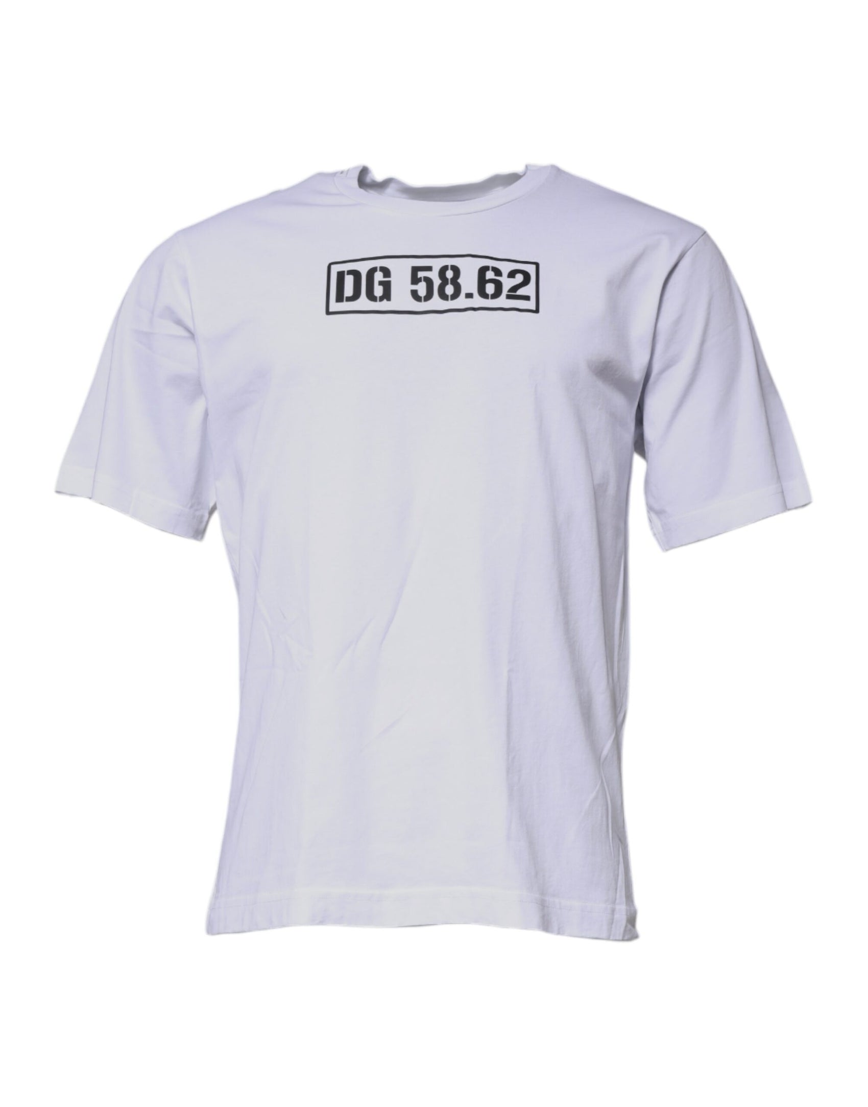 T-shirt girocollo in cotone con logo DG bianco