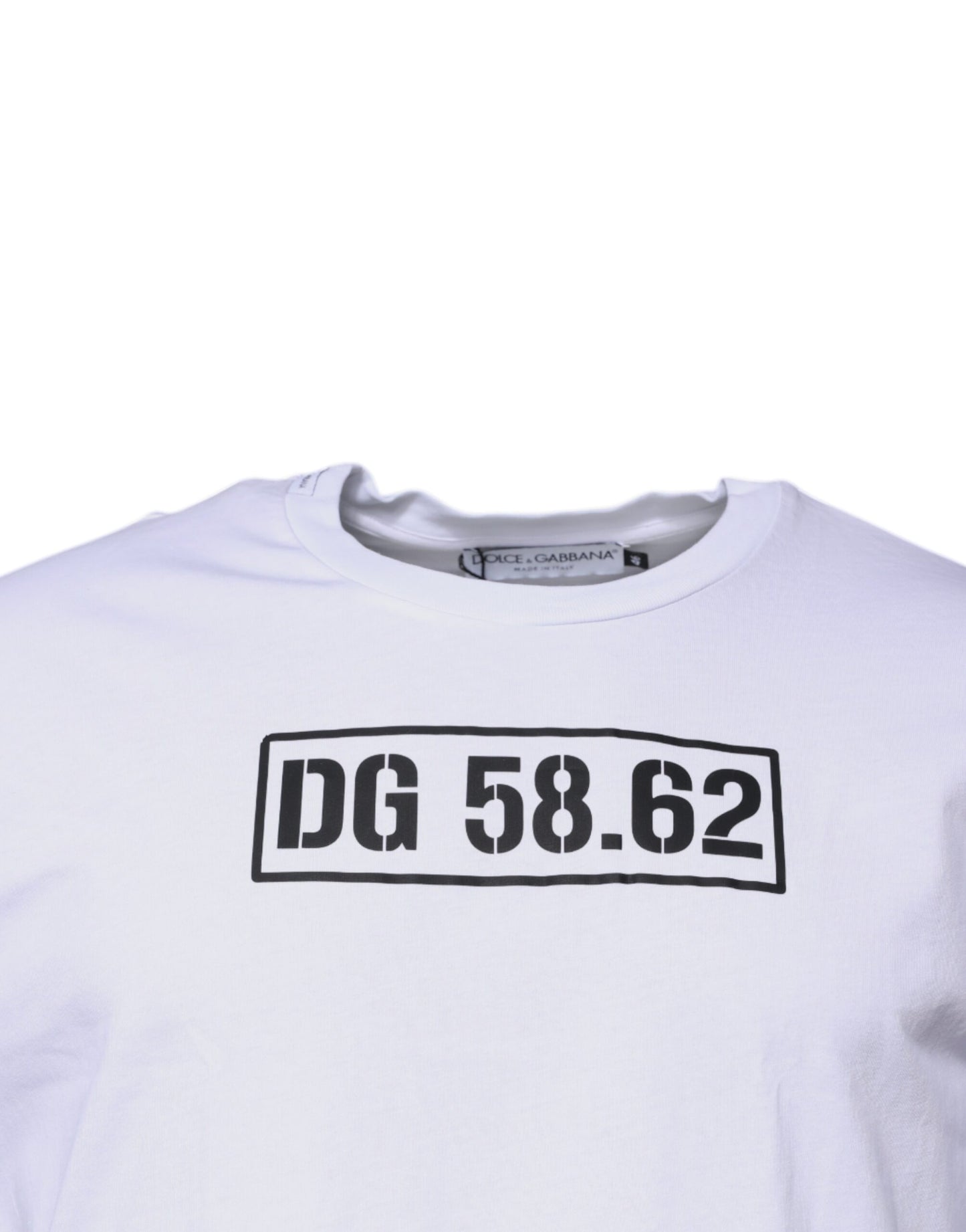 Weißes Baumwoll-T-Shirt mit Rundhalsausschnitt und DG-Logo