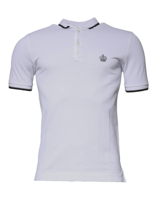 Weißes Poloshirt aus Baumwolle mit Kronenkragen