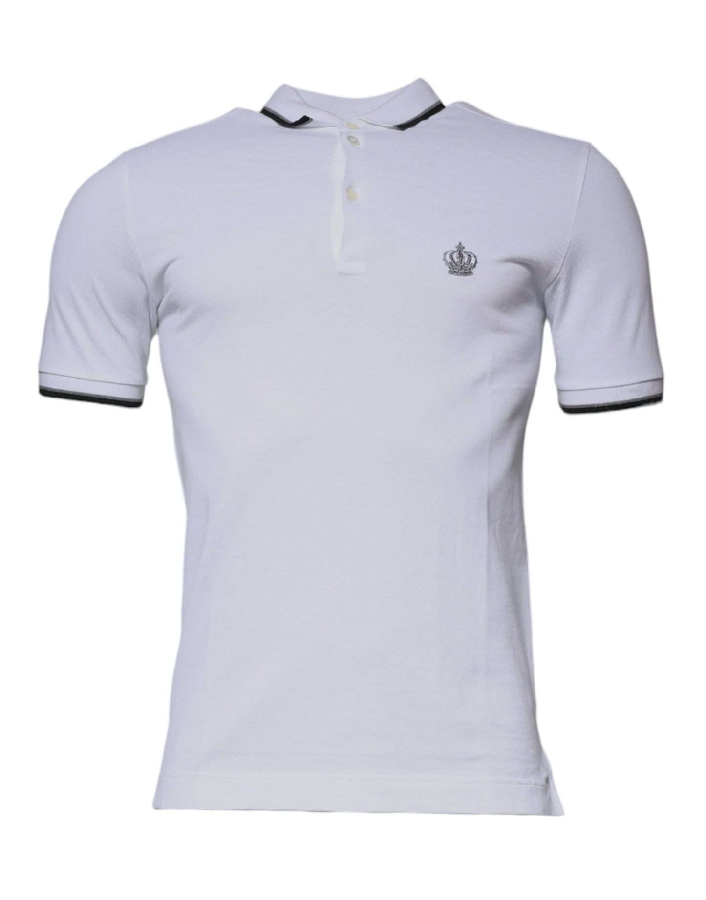 Polo T-shirt con colletto a corona in cotone bianco