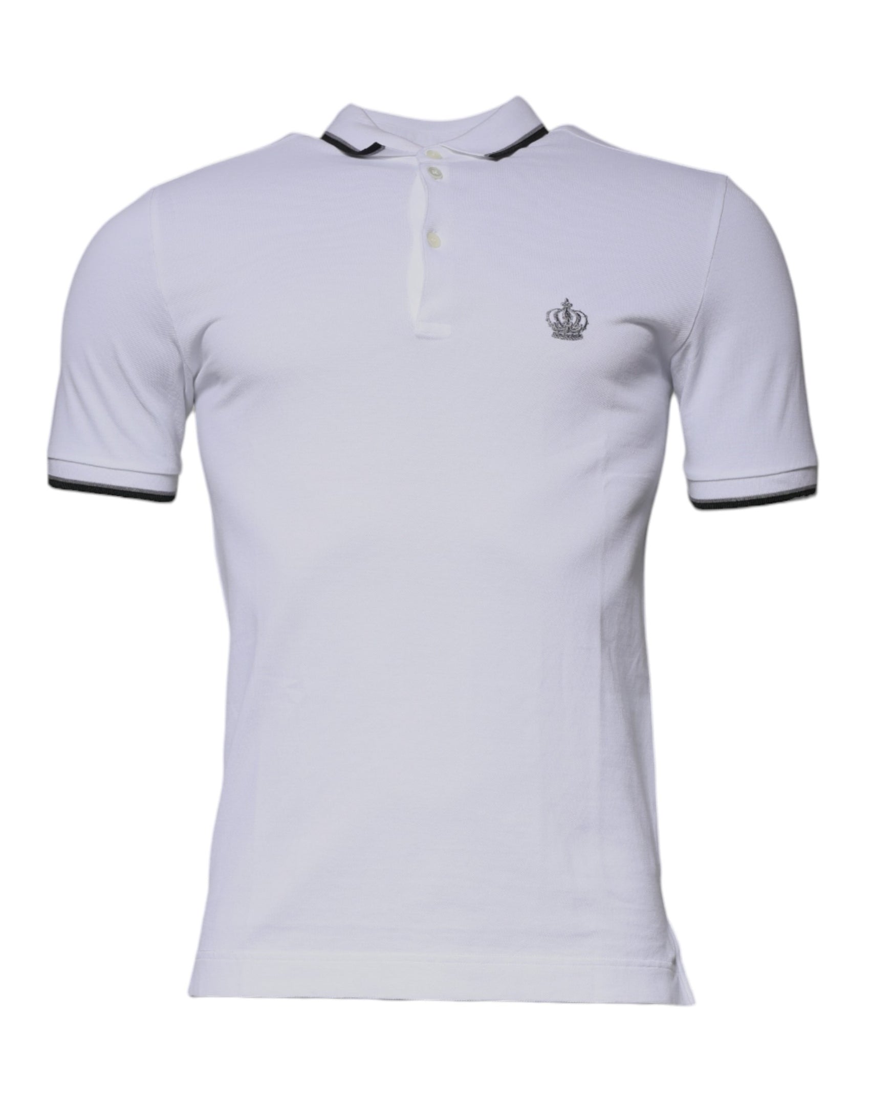 Weißes Poloshirt aus Baumwolle mit Kronenkragen