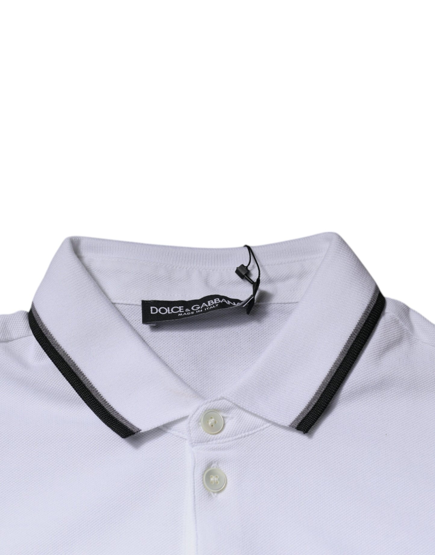 Polo T-shirt con colletto a corona in cotone bianco