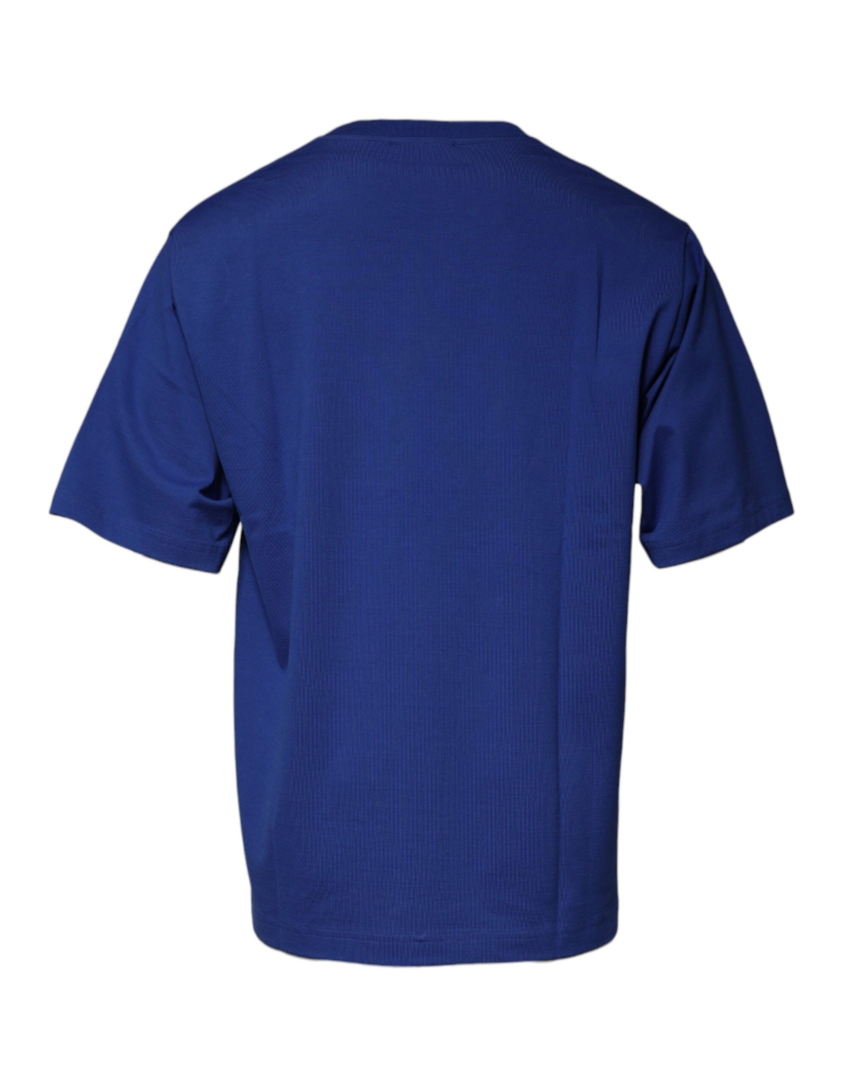 T-shirt girocollo da uomo in cotone con stampa logo blu