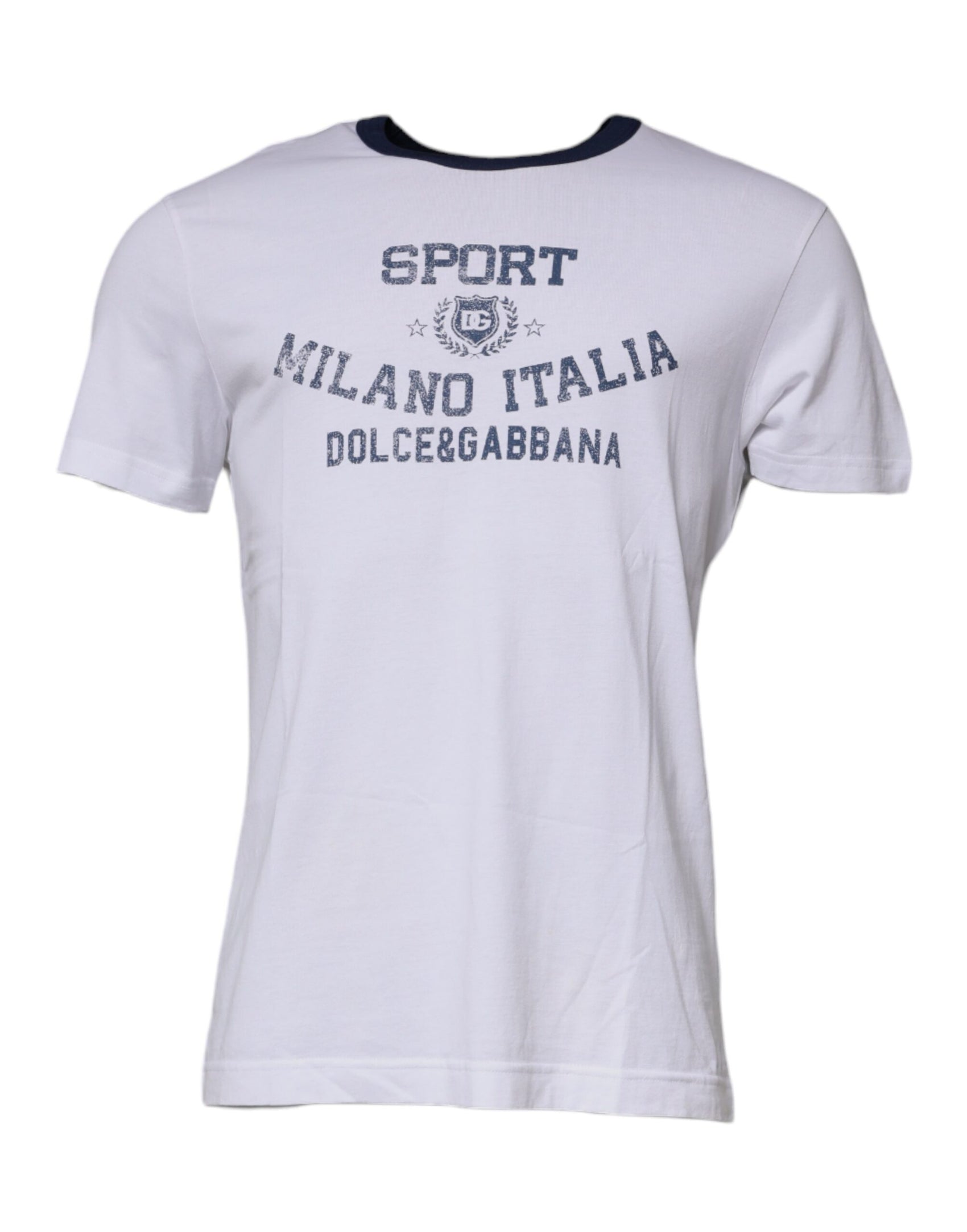 Weißes Baumwoll-T-Shirt mit Rundhalsausschnitt und grafischem Print