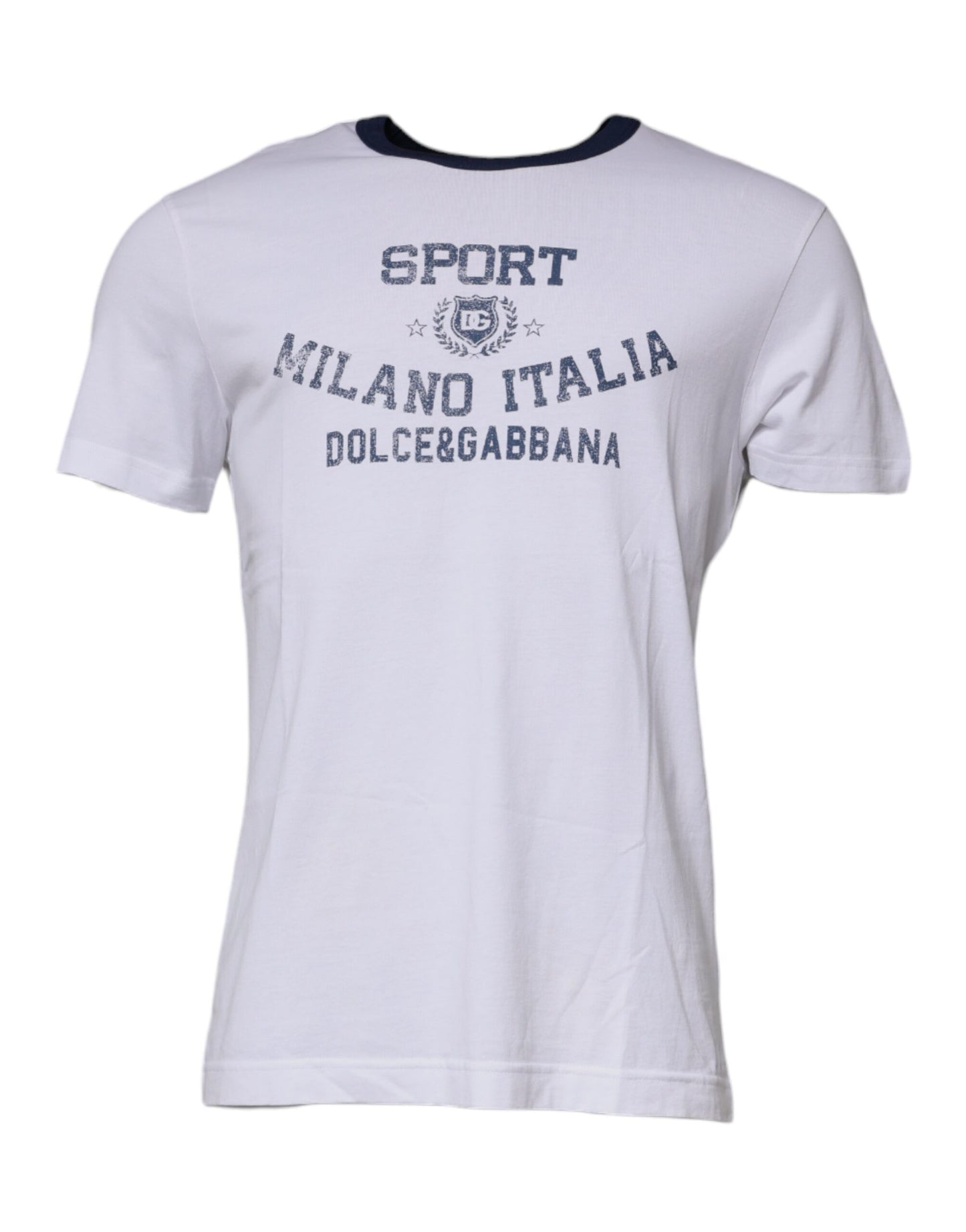 T-shirt girocollo in cotone con stampa grafica bianca