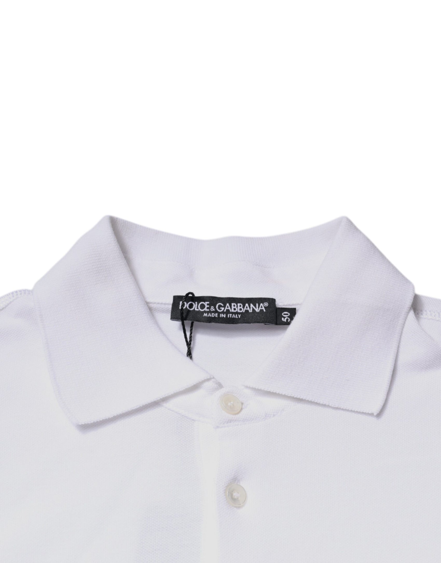 Weißes Poloshirt aus Baumwolle mit Logo-Schild und Kragen