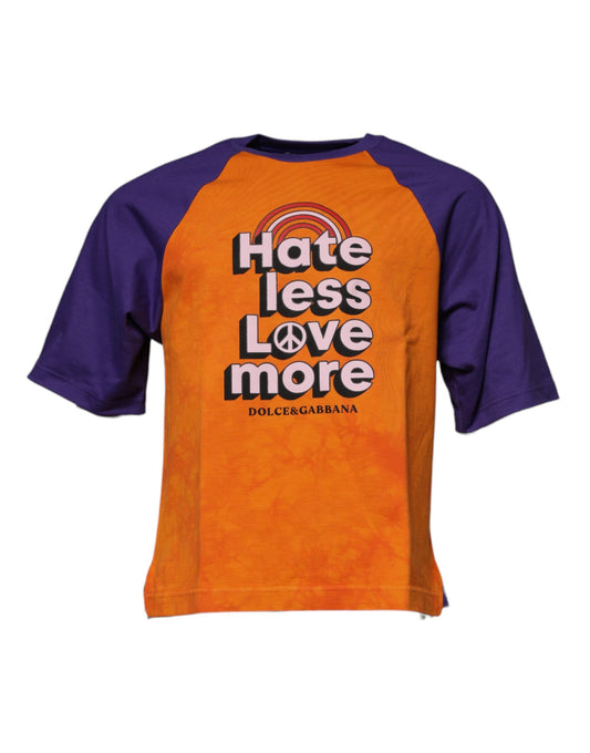 Orange-lila T-Shirt mit kurzen Ärmeln und Grafikdruck