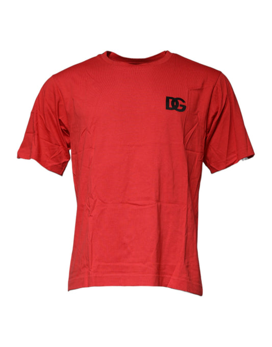 Rotes T-Shirt aus Baumwolle mit Rundhalsausschnitt und DG-Logo