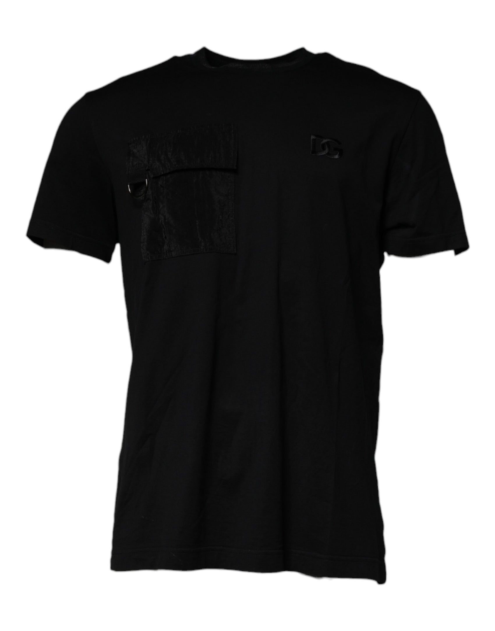 Schwarzes Kurzarm-T-Shirt mit Rundhalsausschnitt