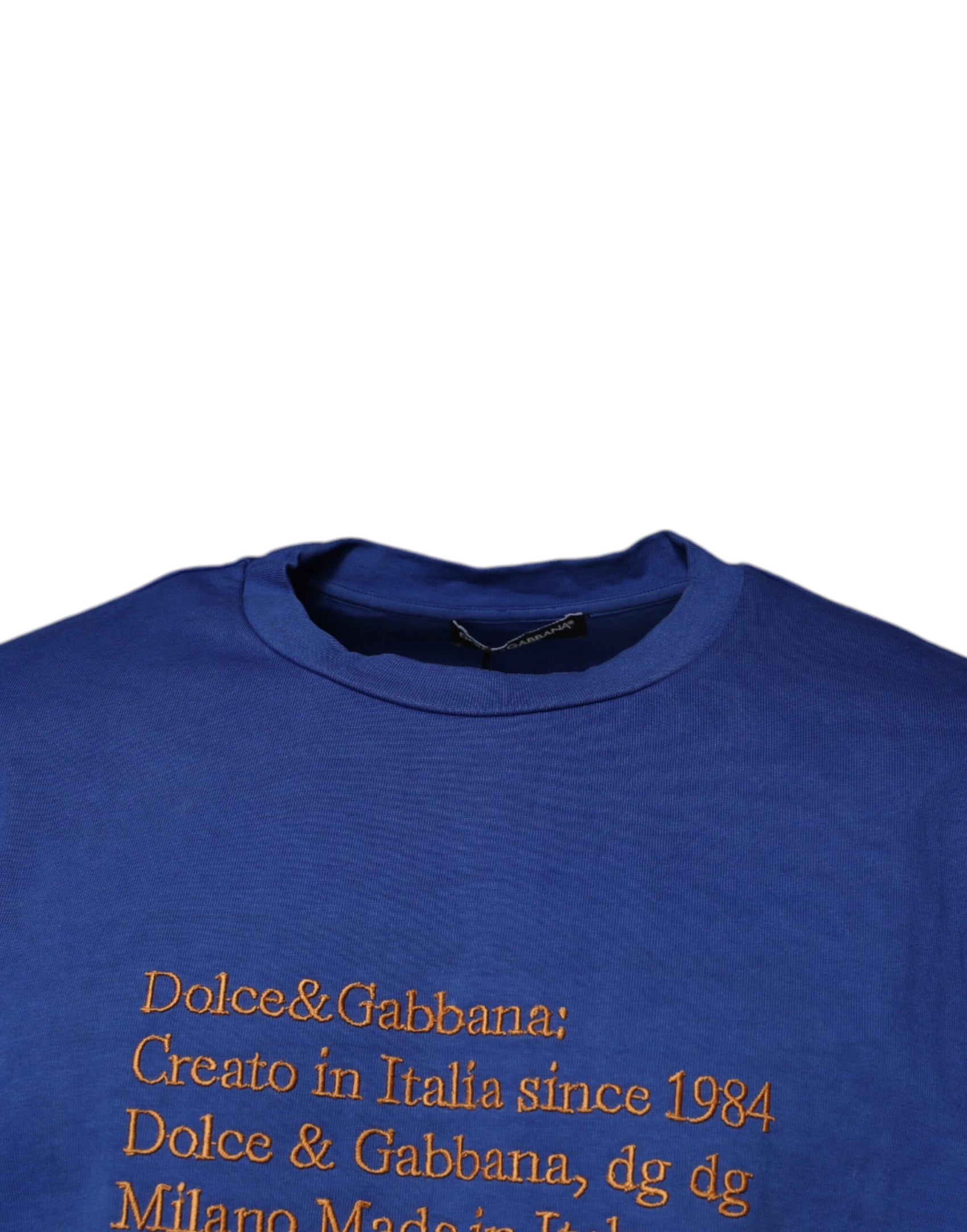T-shirt girocollo in cotone con stampa grafica blu