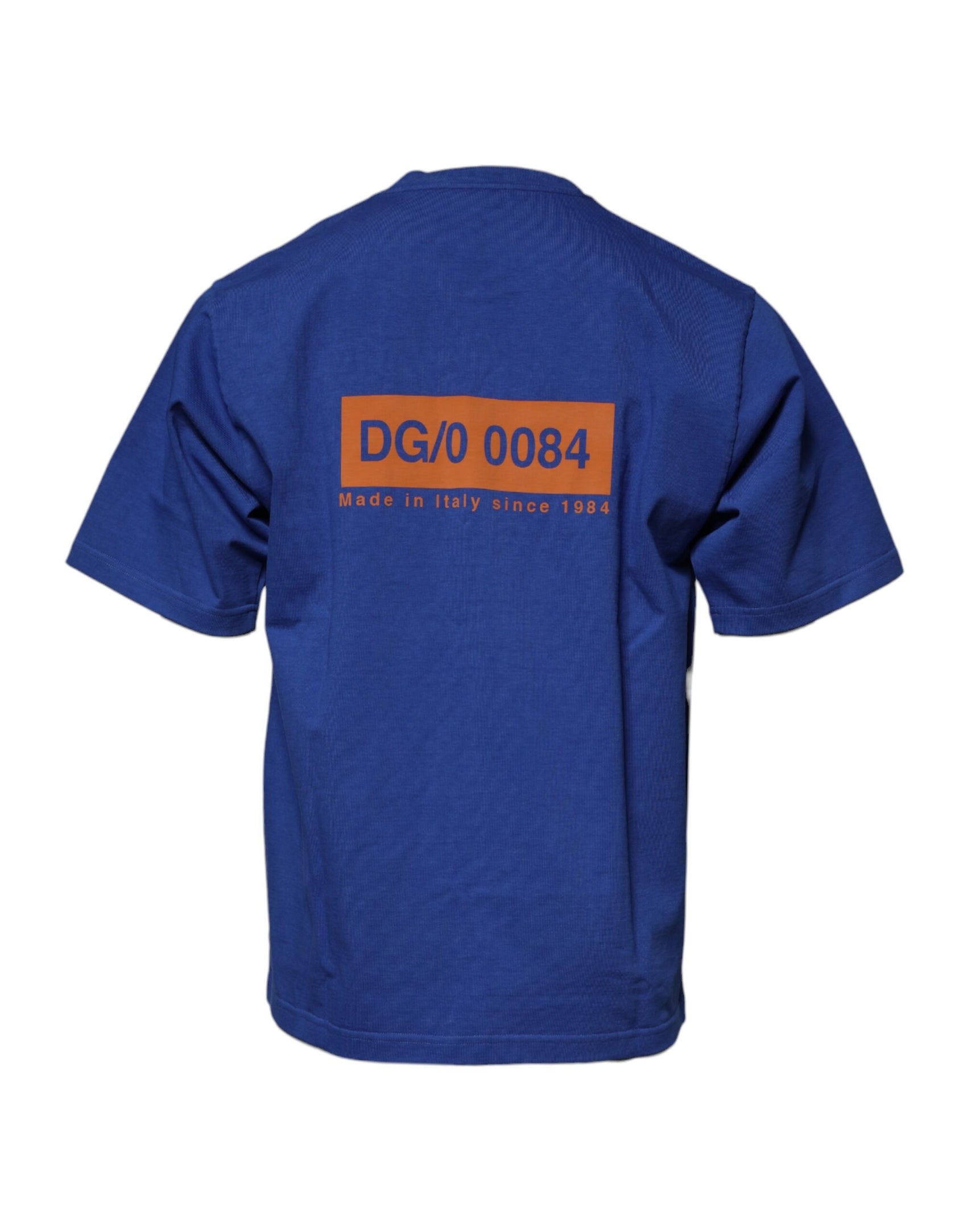 T-shirt girocollo in cotone con stampa grafica blu